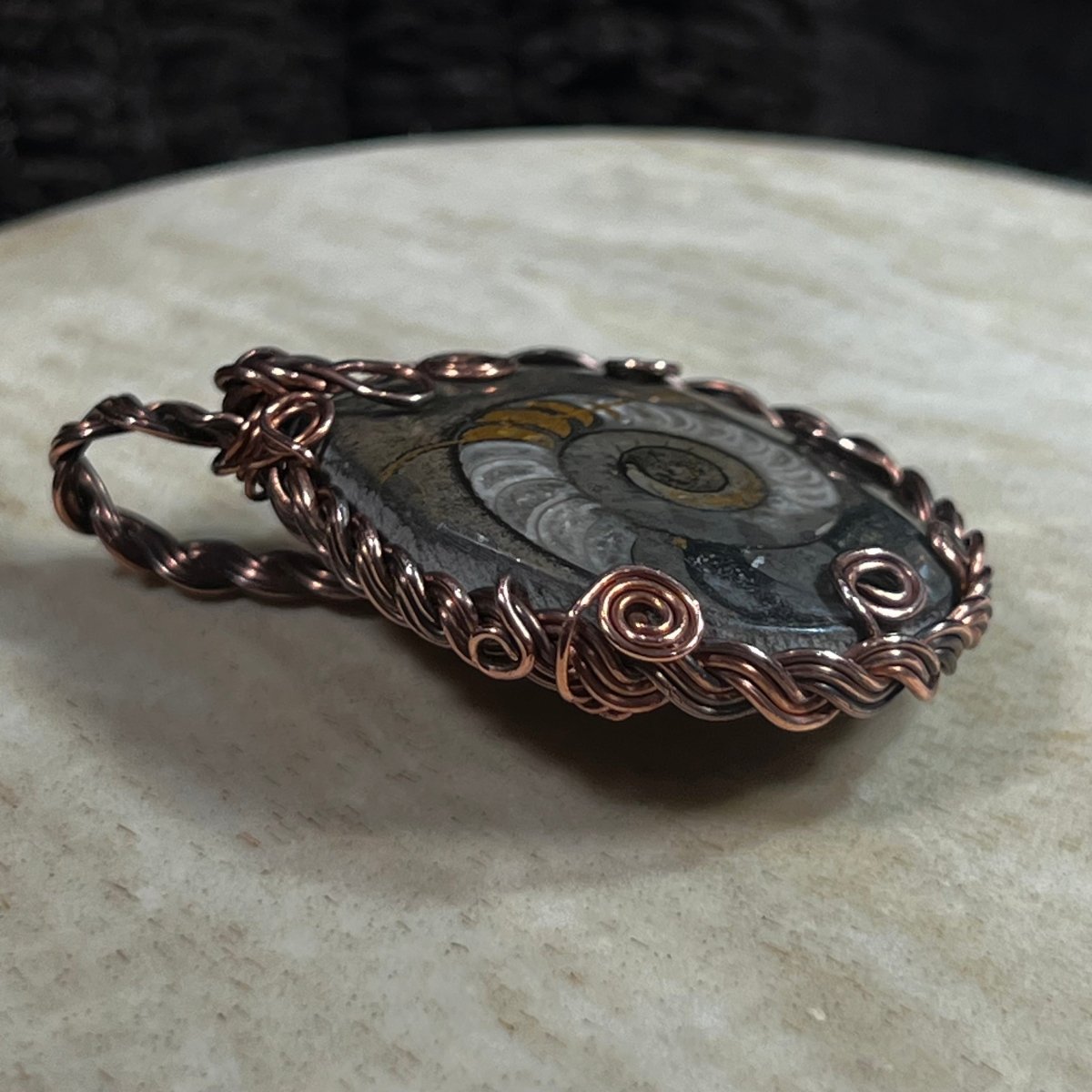 Ammonite Fossil Pendant - Mother Of Metal - Copper - For Her - For Him - Charms & Pendants