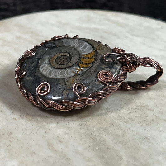 Ammonite Fossil Pendant - Mother Of Metal - Copper - For Her - For Him - Charms & Pendants