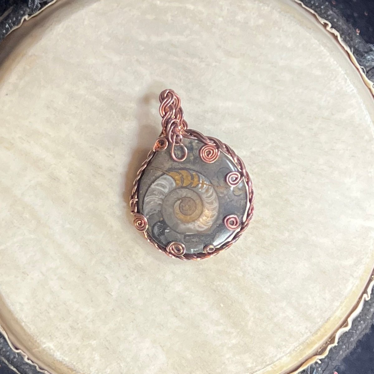 Ammonite Fossil Pendant - Mother Of Metal - Copper - For Her - For Him - Charms & Pendants