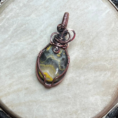 Bumblebee Jasper Pendant - Mother Of Metal - bumble bee jasper - Copper - For Her - Charms & Pendants