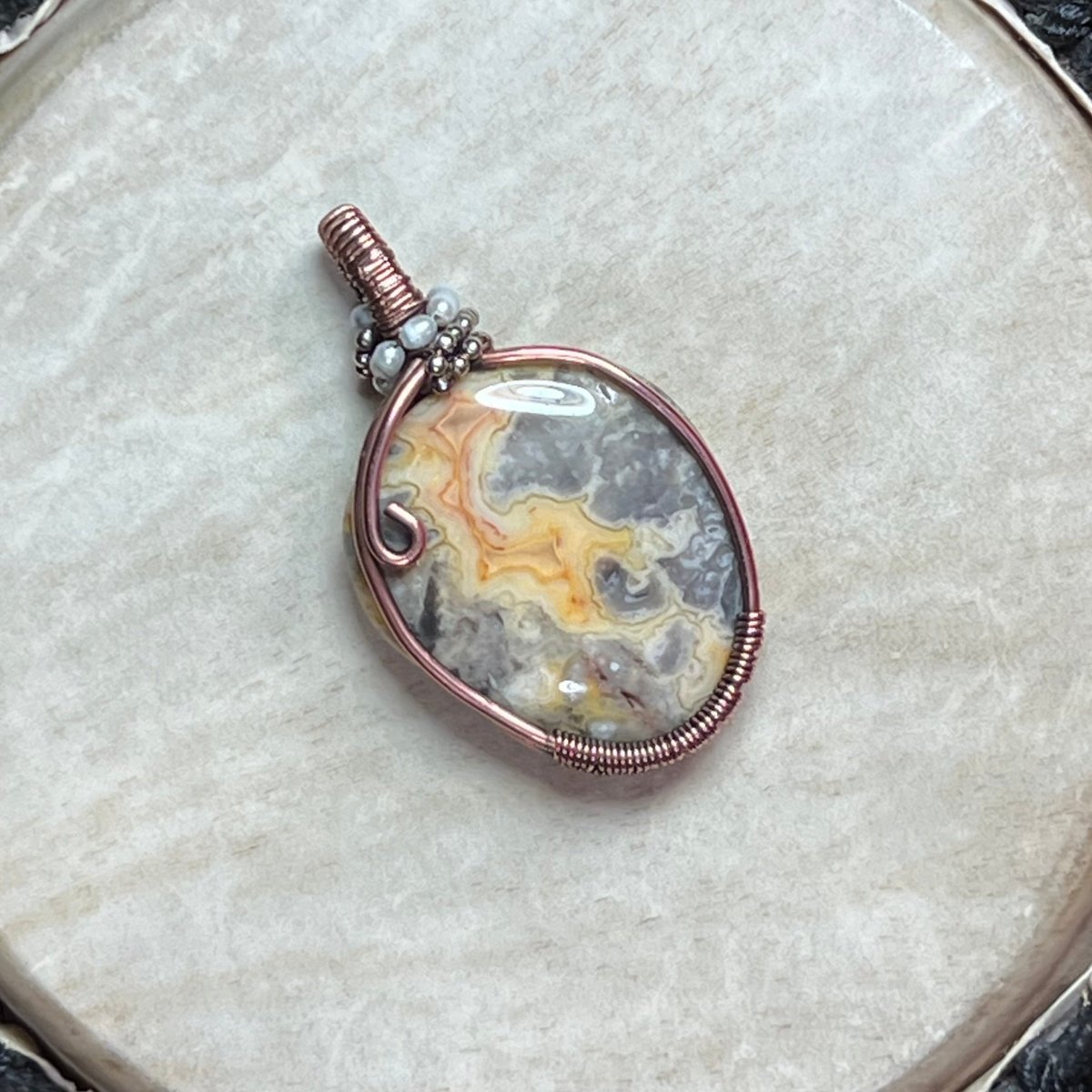 Crazy Lace Agate Pendant - Mother Of Metal - Copper - For Her - For Him - Charms & Pendants