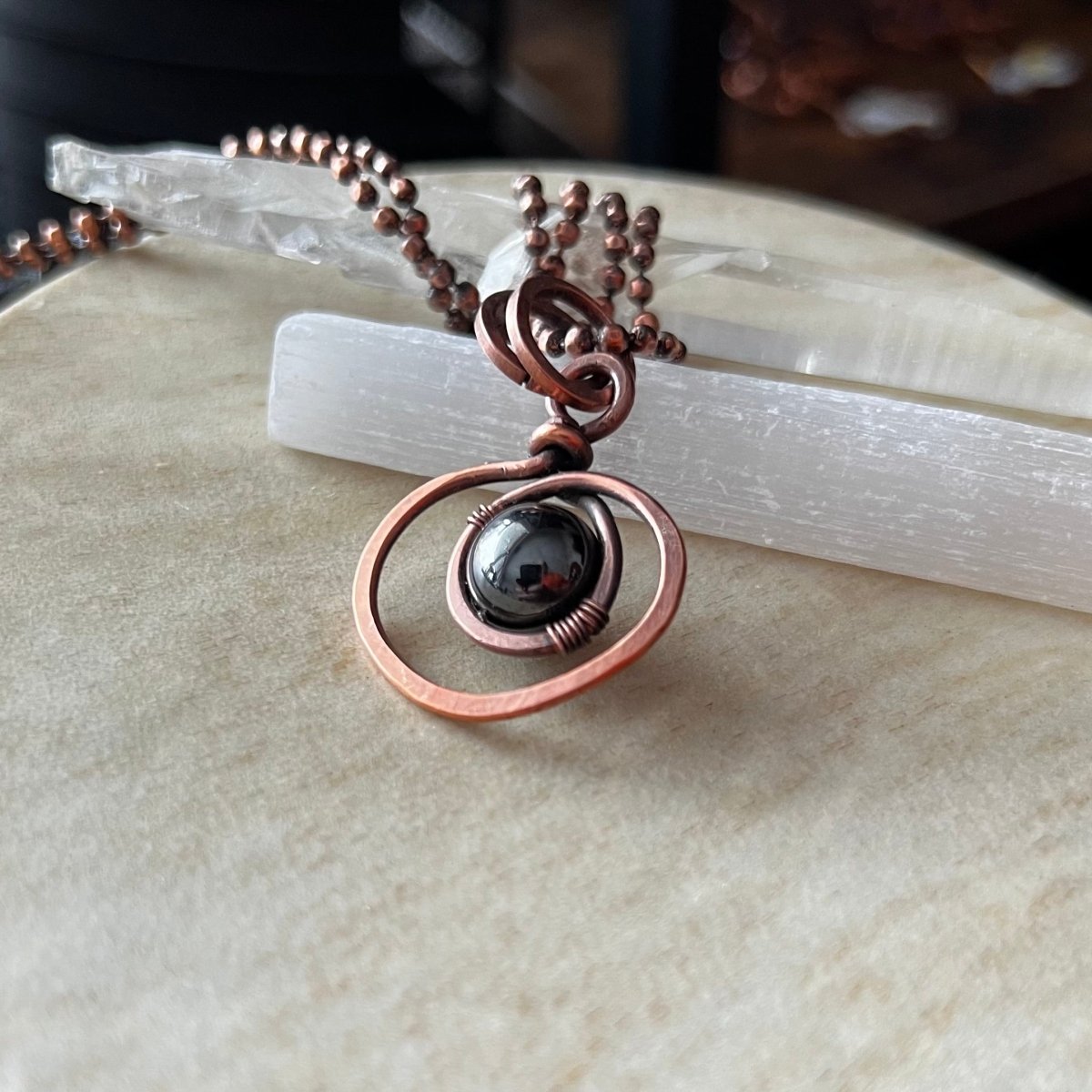 Hematite Freeform Necklace - Mother Of Metal - Copper - For Her - For Him - Necklaces