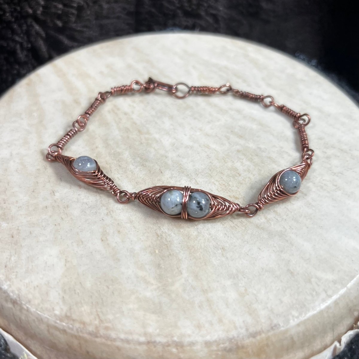 Labradorite Herringbone Link Bracelet - Mother Of Metal - bracelets - Copper - For Her - Bracelets