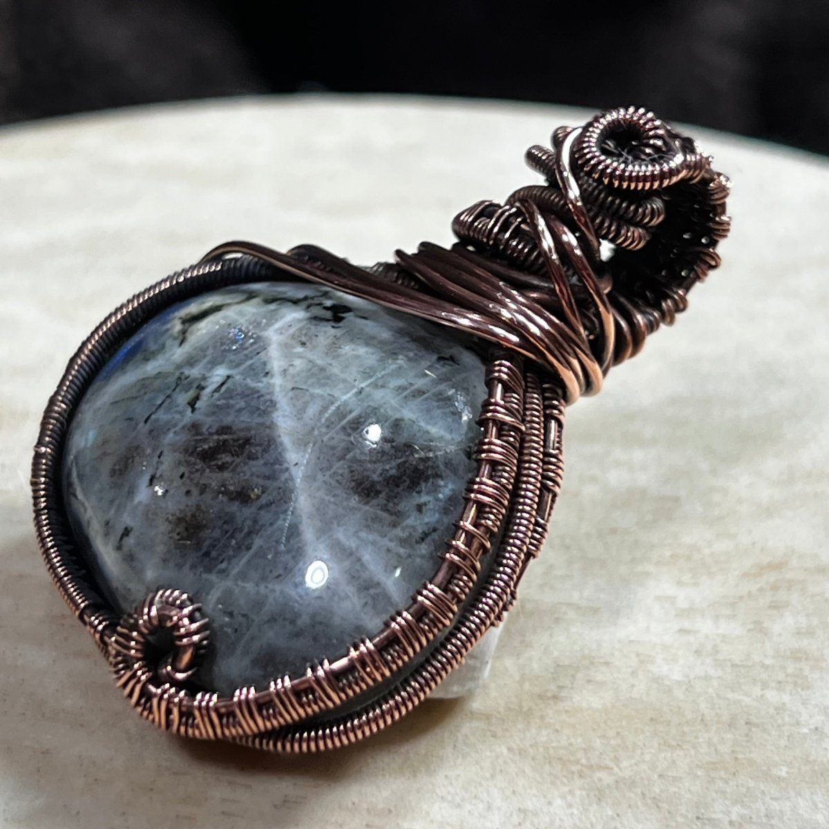 Labradorite Oval Pendant - Mother Of Metal - Copper - For Her - For Him - Charms & Pendants