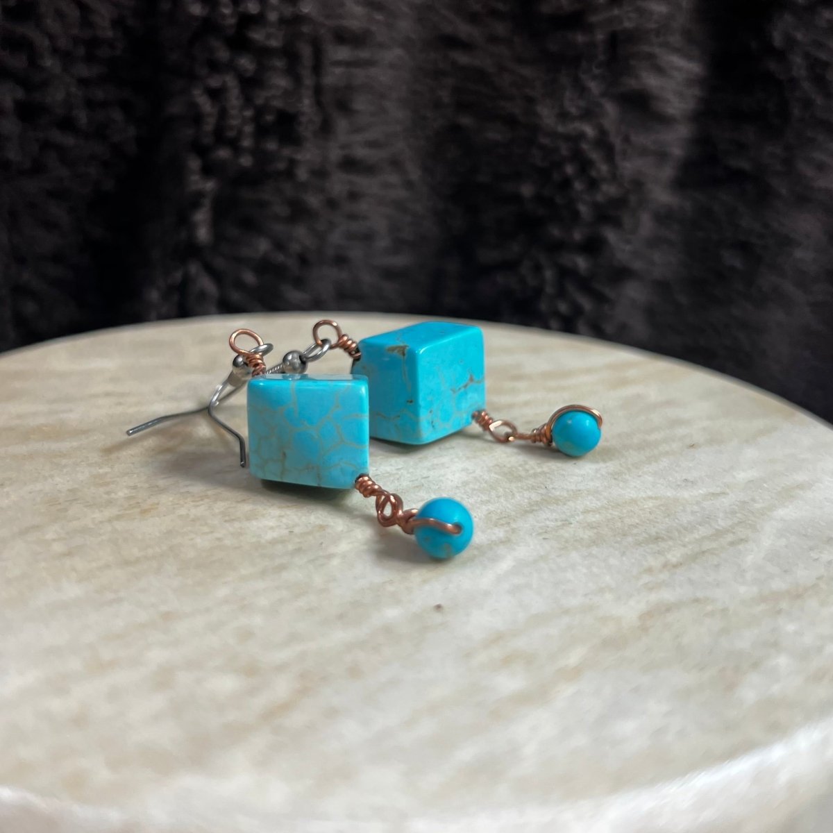 Magnesite Cubes Earrings - Mother Of Metal - For Ears - For Her - magnesite - Earrings