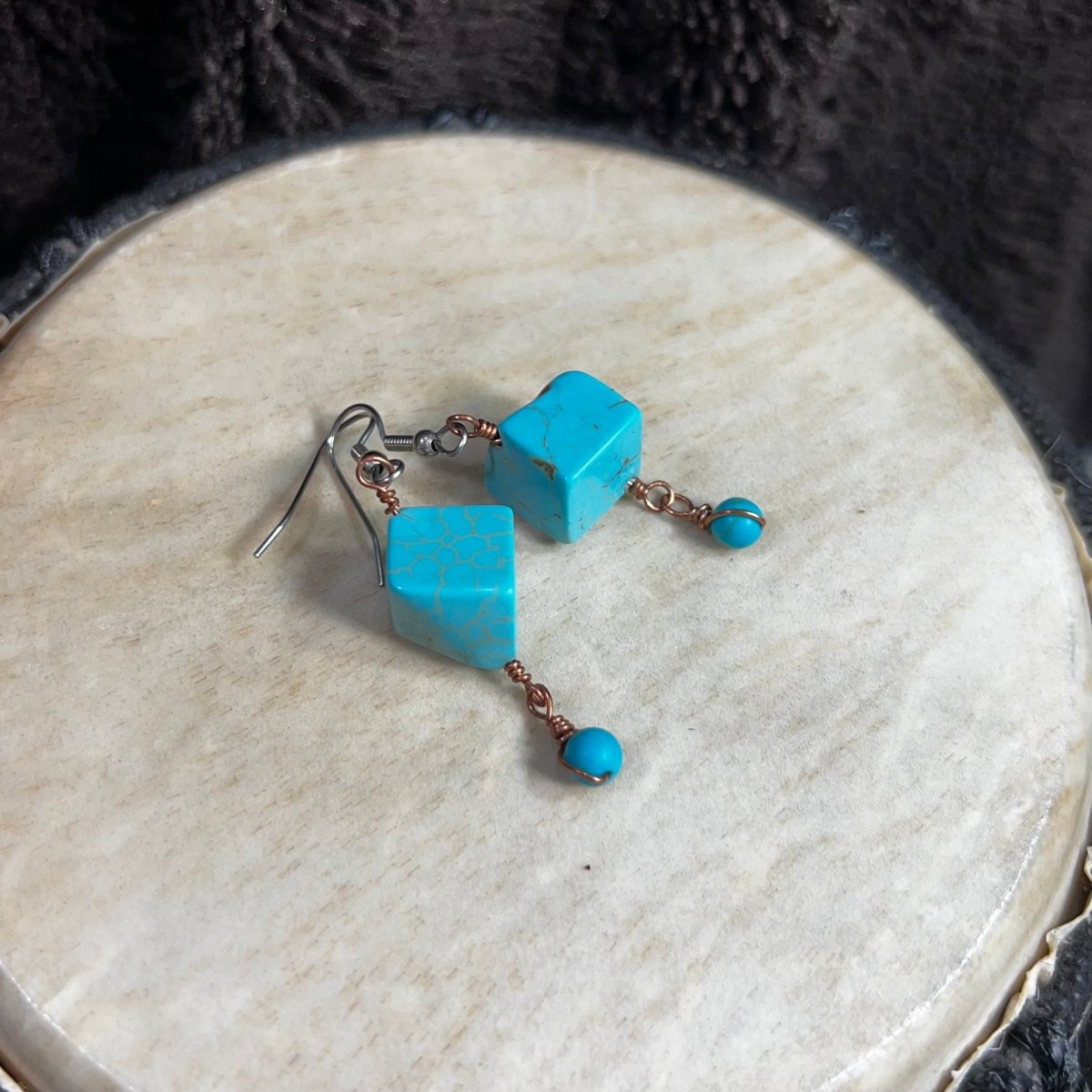 Magnesite Cubes Earrings - Mother Of Metal - For Ears - For Her - magnesite - Earrings