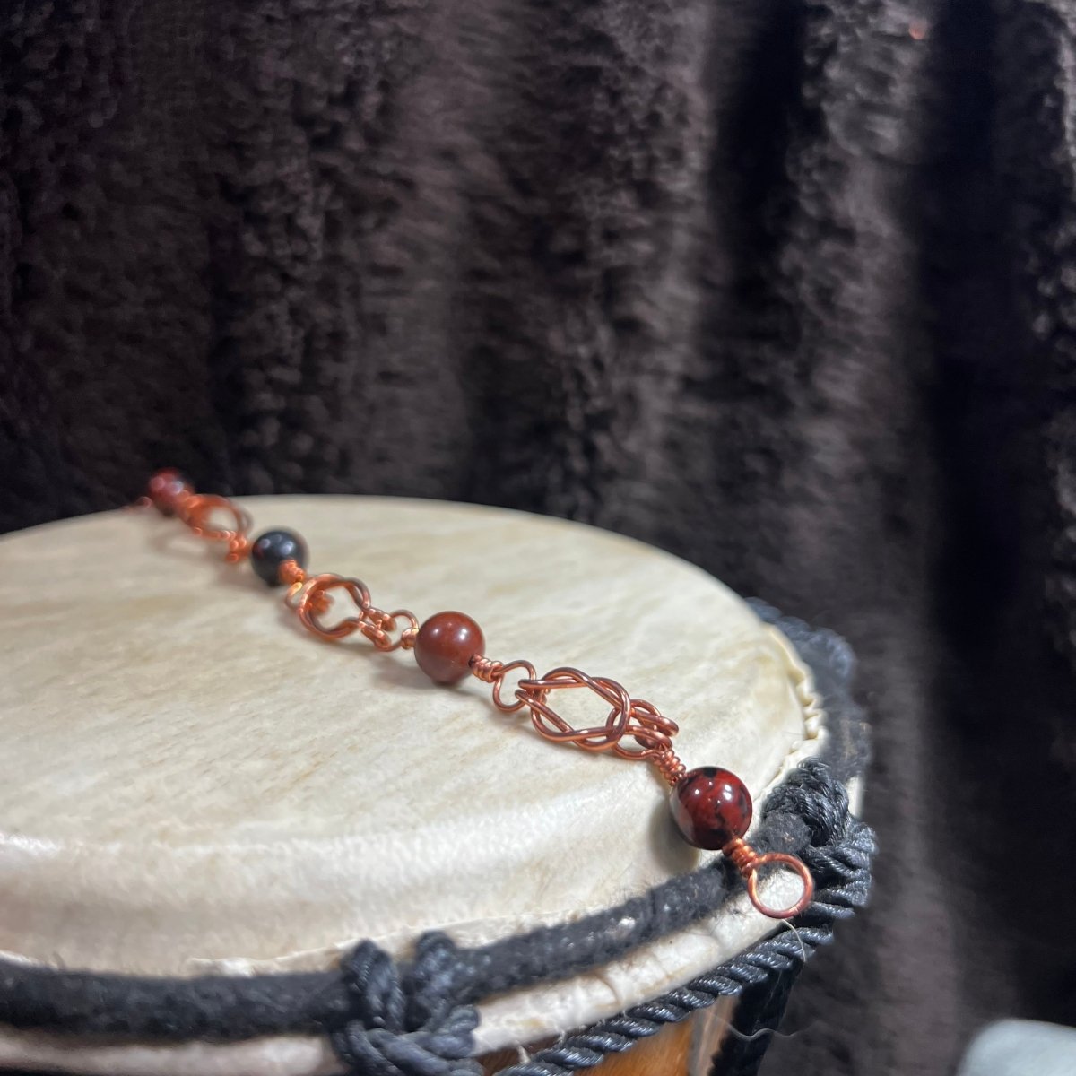 Mahogany Obsidian Copper Sailor's Knot Bracelet - Mother Of Metal - Copper - For Her - For Him - Chain Links