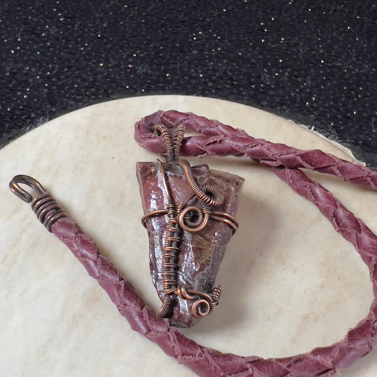 Raw Red Calcite Necklace - Mother Of Metal - Copper - For Her - For Him - Necklaces