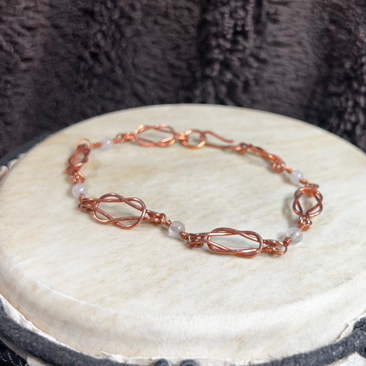 Rose Quartz Copper Sailor's Knot Bracelet - Mother Of Metal - Copper - For Her - For Him - link bracelet