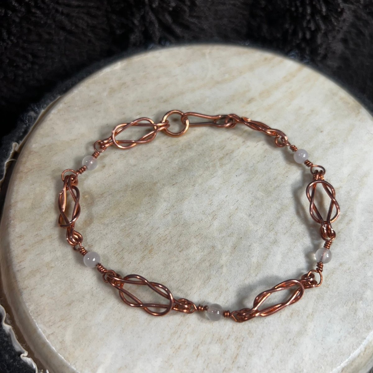 Rose Quartz Copper Sailor's Knot Bracelet - Mother Of Metal - Copper - For Her - For Him - link bracelet