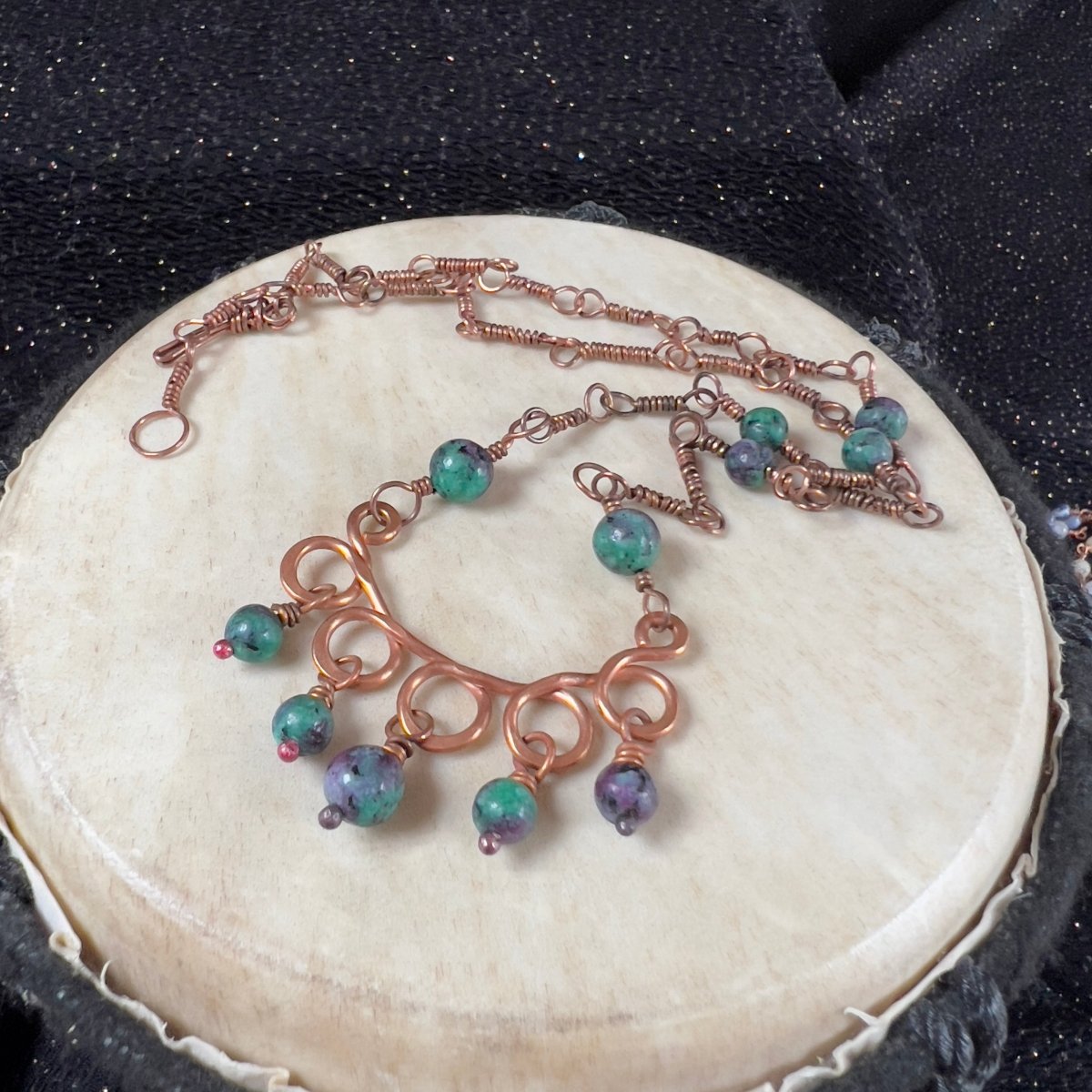 Ruby Zoisite Matching Set - Mother Of Metal - Copper - For Her - For Necks - Necklaces