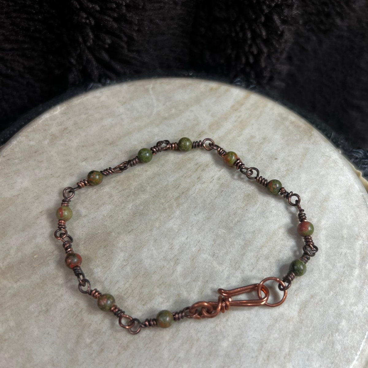 Unakite Copper Rosary Style Bracelet - Mother Of Metal - Copper - For Her - For Him - link bracelet