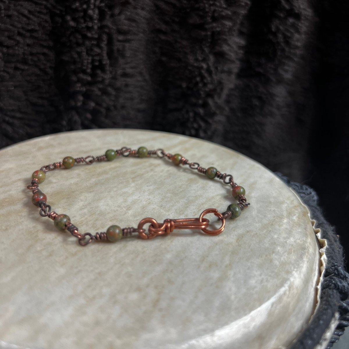 Unakite Copper Rosary Style Bracelet - Mother Of Metal - Copper - For Her - For Him - link bracelet